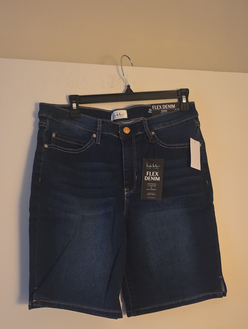 Nicole Miller Dark Blue Flex Denim Bermuda Shorts